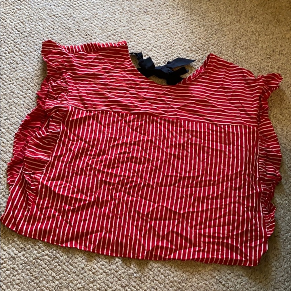 Bow Back Striped Top: Plus Size